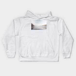 Landscape early morning fog just above the water level partly of Connecticut Rive Kids Hoodie